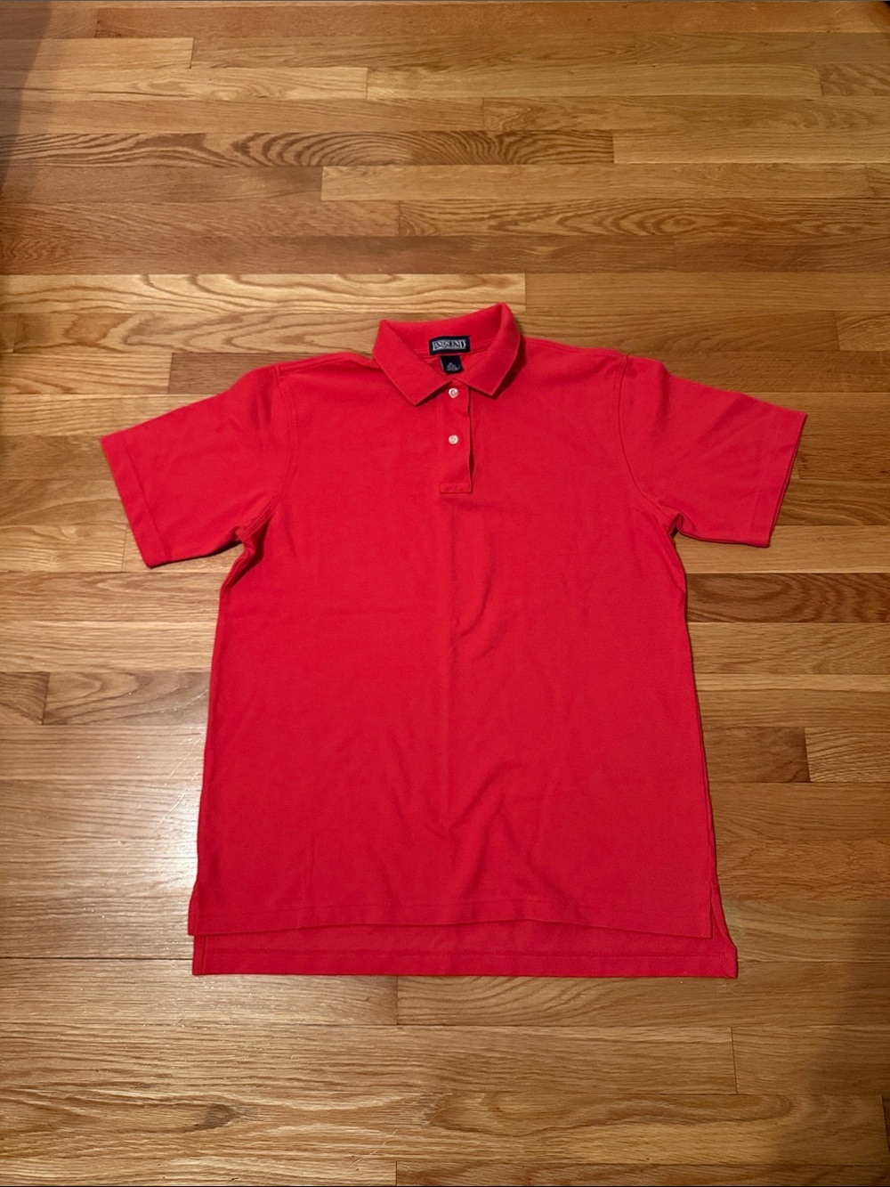 Lands' End Women's Red Button-Down Polo Shirt